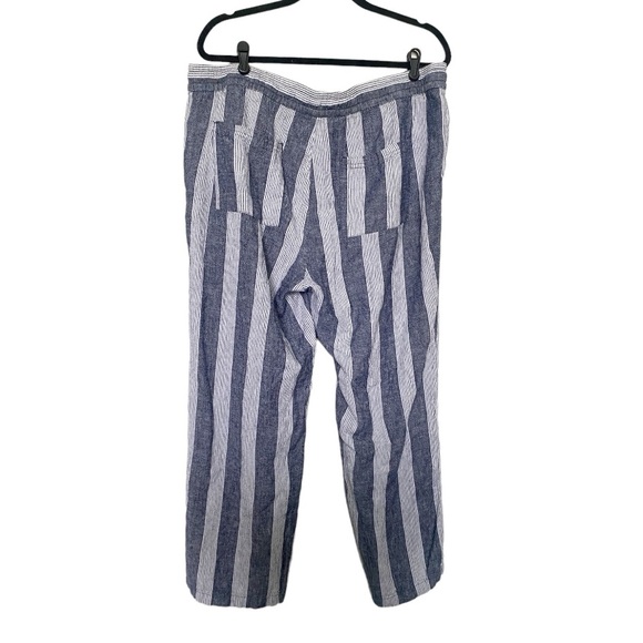 OLD NAVY Linen Blend Wide Leg Striped Pants Beachy Pull-On Blue/White Sz XL - Picture 8 of 10